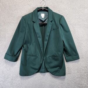 Lauren Conrad Open Front Long‎ Sleeve Blazer Jacket Womens 8 Green Office Casual